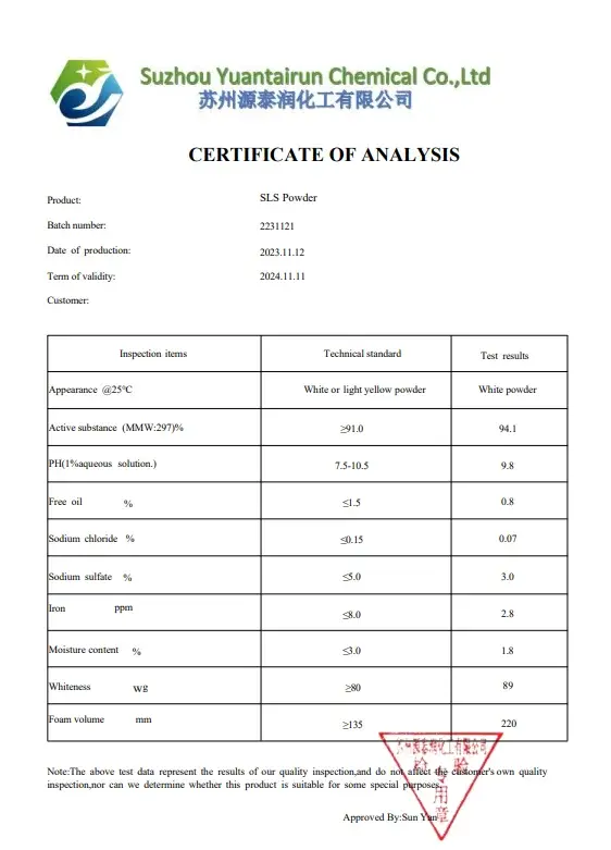 SLS Powder Sls/sds/ K12 Powder  Sodium Lauryl Sulfate Washing Additives Detergent CAS 68585-47-7/151-21-3